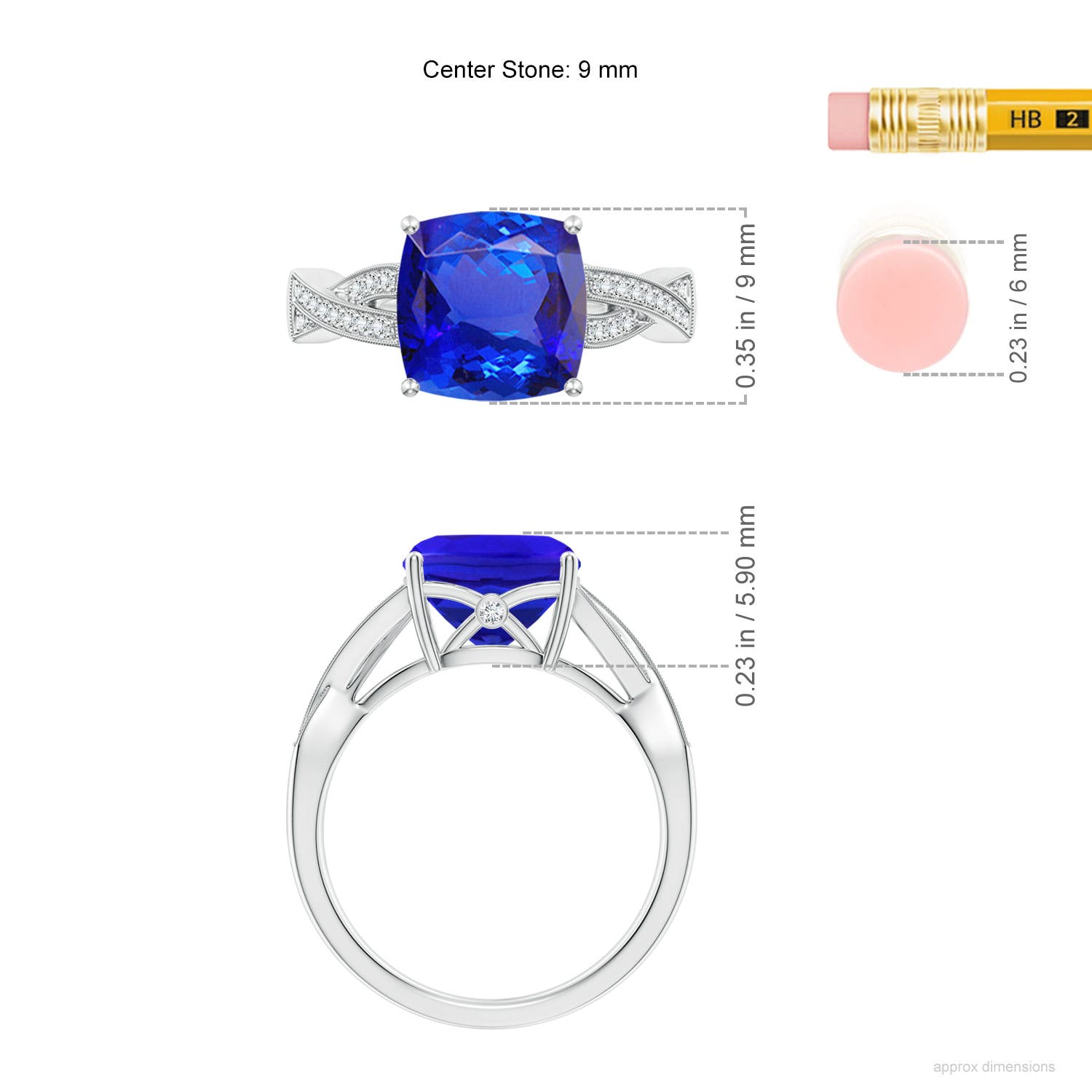 AAA - Tanzanite / 3.94 CT / 14 KT White Gold