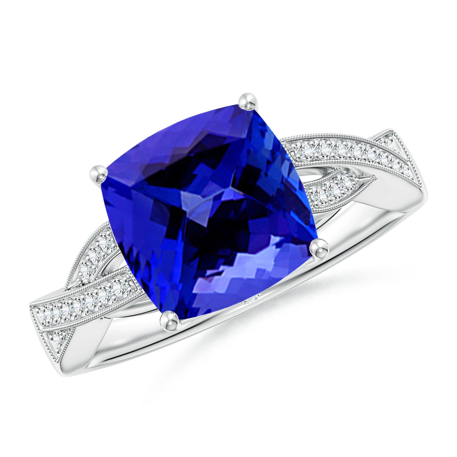 AAAA - Tanzanite / 3.94 CT / 14 KT White Gold