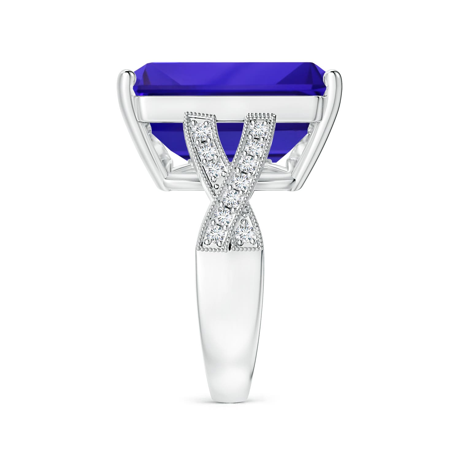 17.25x16.09x9.74mm AAAA GIA Certified Octagonal Tanzanite Criss Cross Ring in 18CT White Gold - side 5