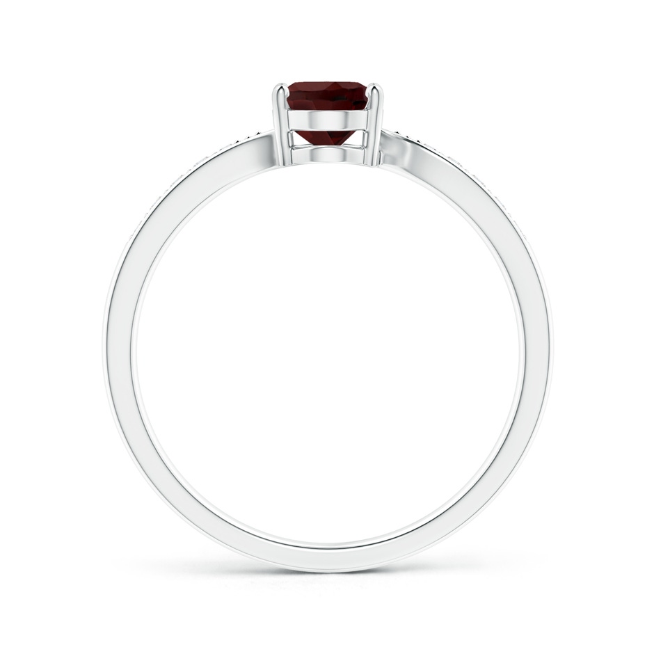 7x5mm AA Solitaire Oval Garnet Bypass Ring with Pavé Diamonds in White Gold side-1
