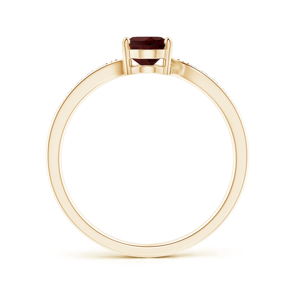 7x5mm AA Solitaire Oval Garnet Bypass Ring with Pavé Diamonds in Yellow Gold side-1