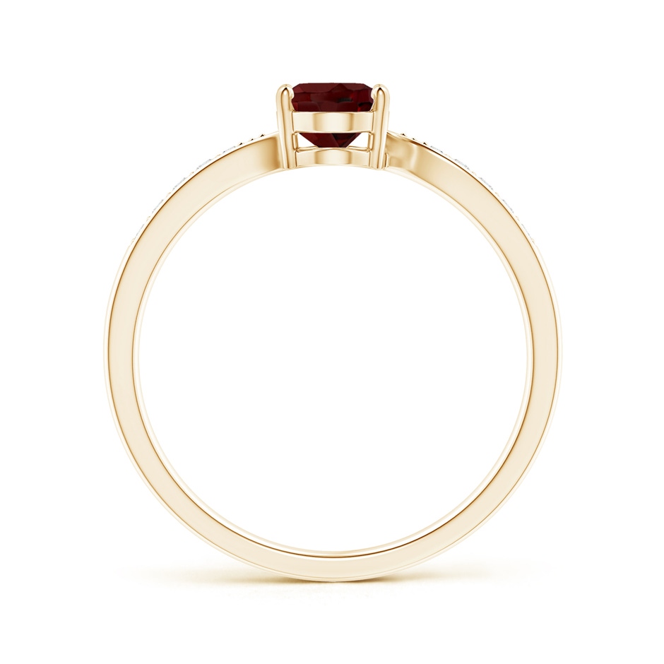 7x5mm AAA Solitaire Oval Garnet Bypass Ring with Pavé Diamonds in Yellow Gold side-1