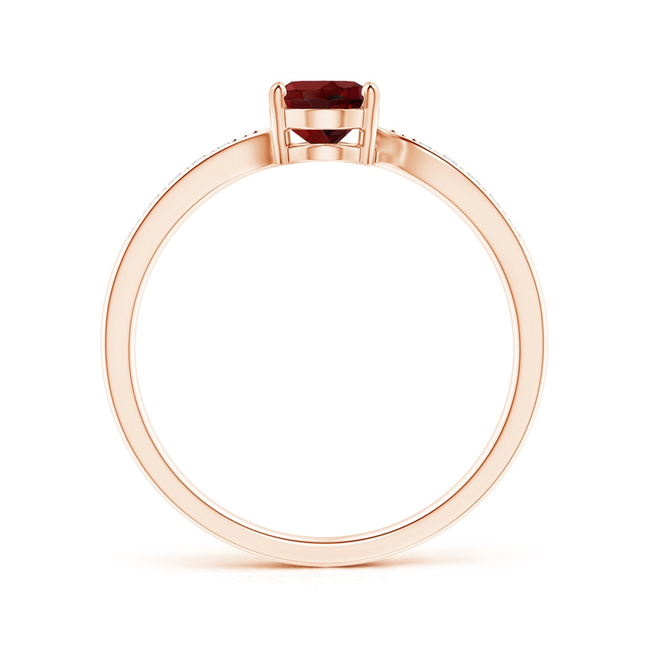 7x5mm AAAA Solitaire Oval Garnet Bypass Ring with Pavé Diamonds in Rose Gold side-1