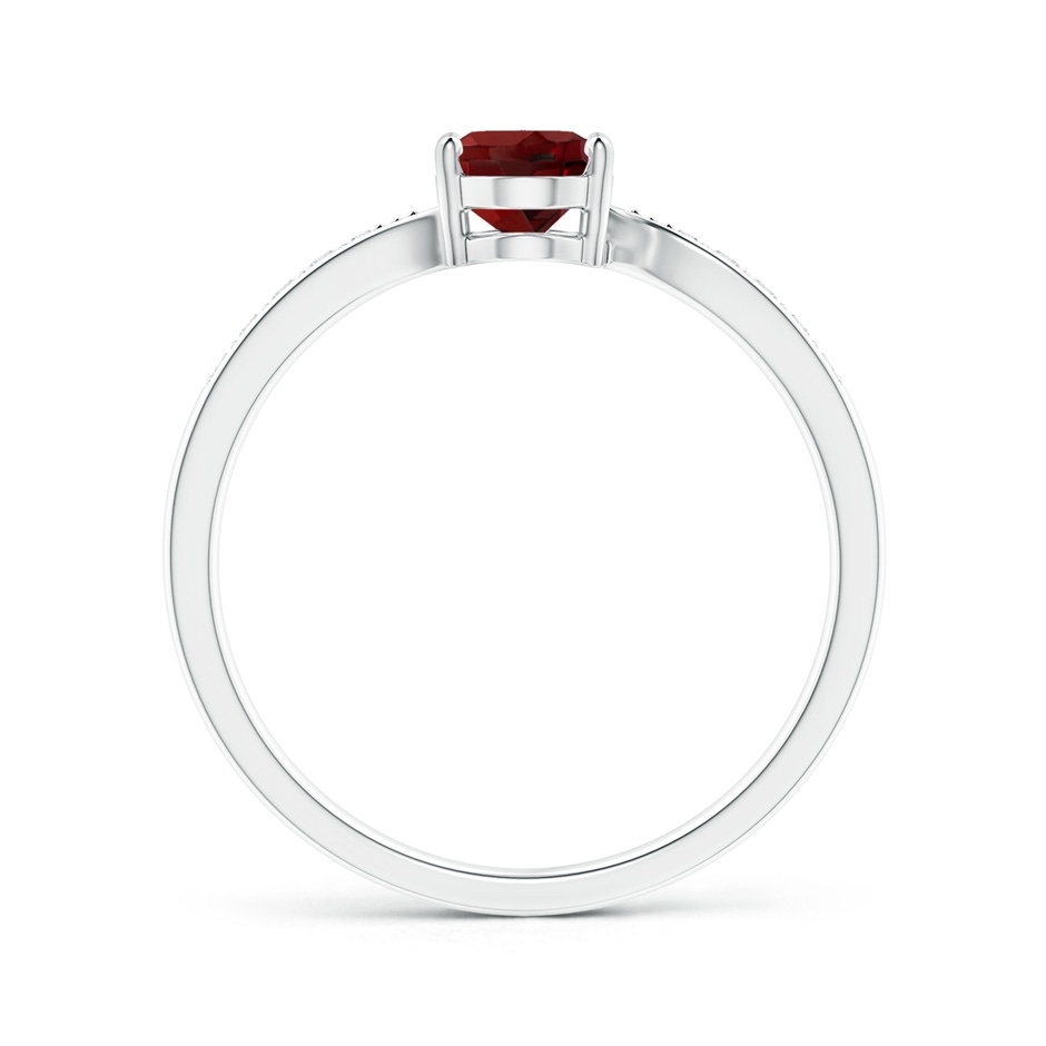 7x5mm AAAA Solitaire Oval Garnet Bypass Ring with Pavé Diamonds in White Gold side-1