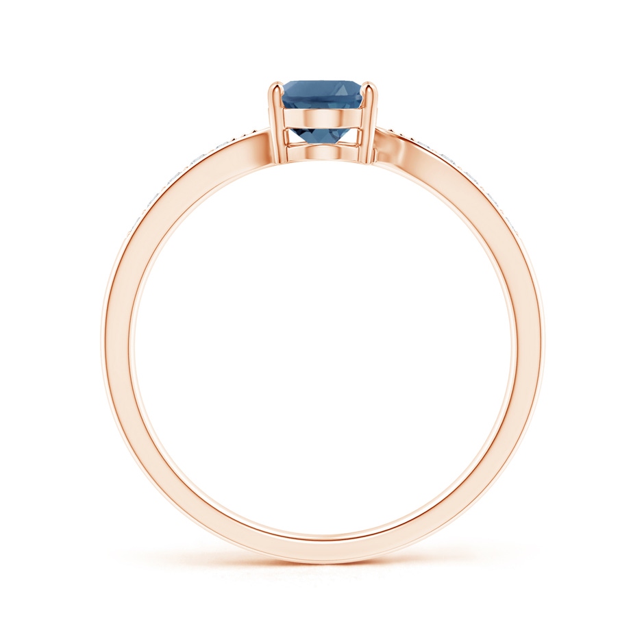 7x5mm A Solitaire London Blue Topaz Bypass Ring with Pavé Diamonds in Rose Gold product image