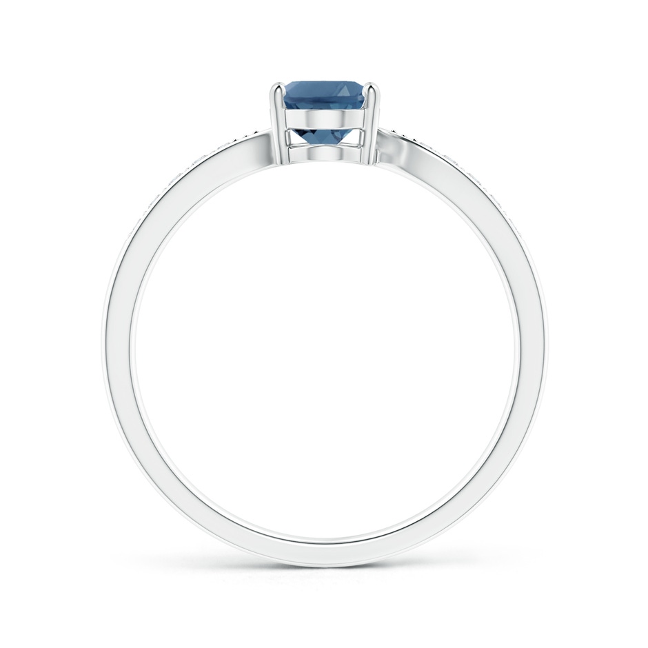7x5mm A Solitaire London Blue Topaz Bypass Ring with Pavé Diamonds in White Gold product image