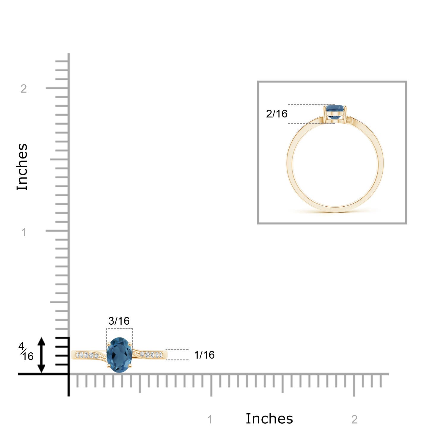 A - London Blue Topaz / 1.02 CT / 14 KT Yellow Gold