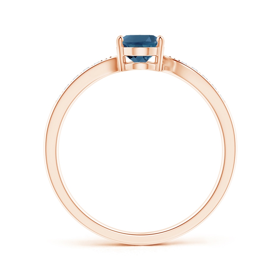 7x5mm AA Solitaire London Blue Topaz Bypass Ring with Pavé Diamonds in Rose Gold product image