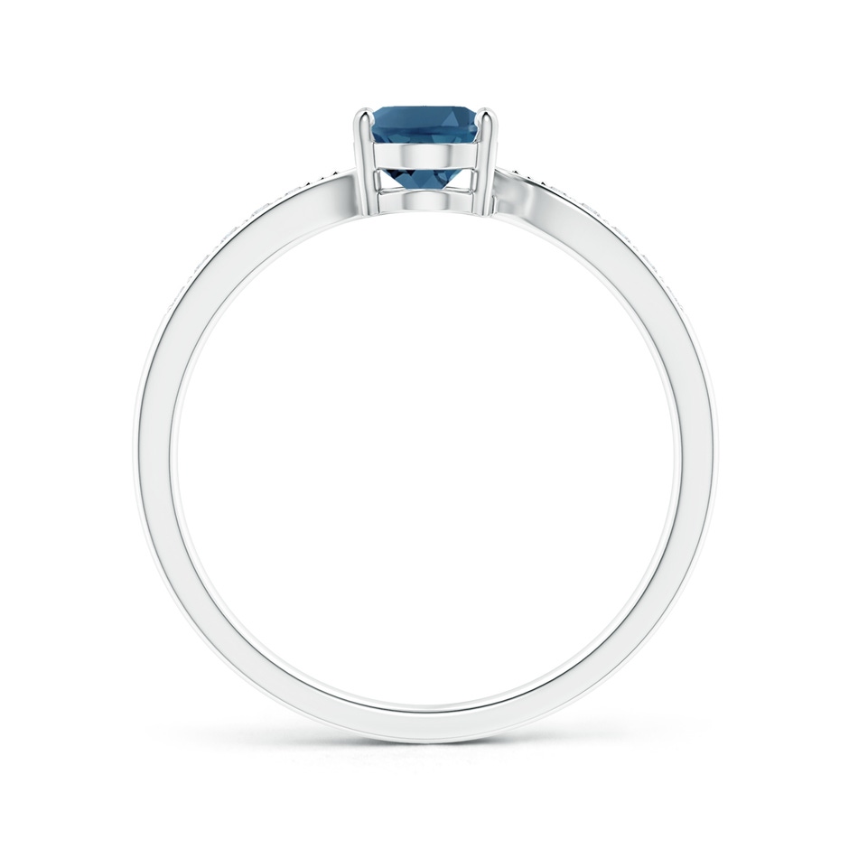 7x5mm AA Solitaire London Blue Topaz Bypass Ring with Pavé Diamonds in White Gold product image