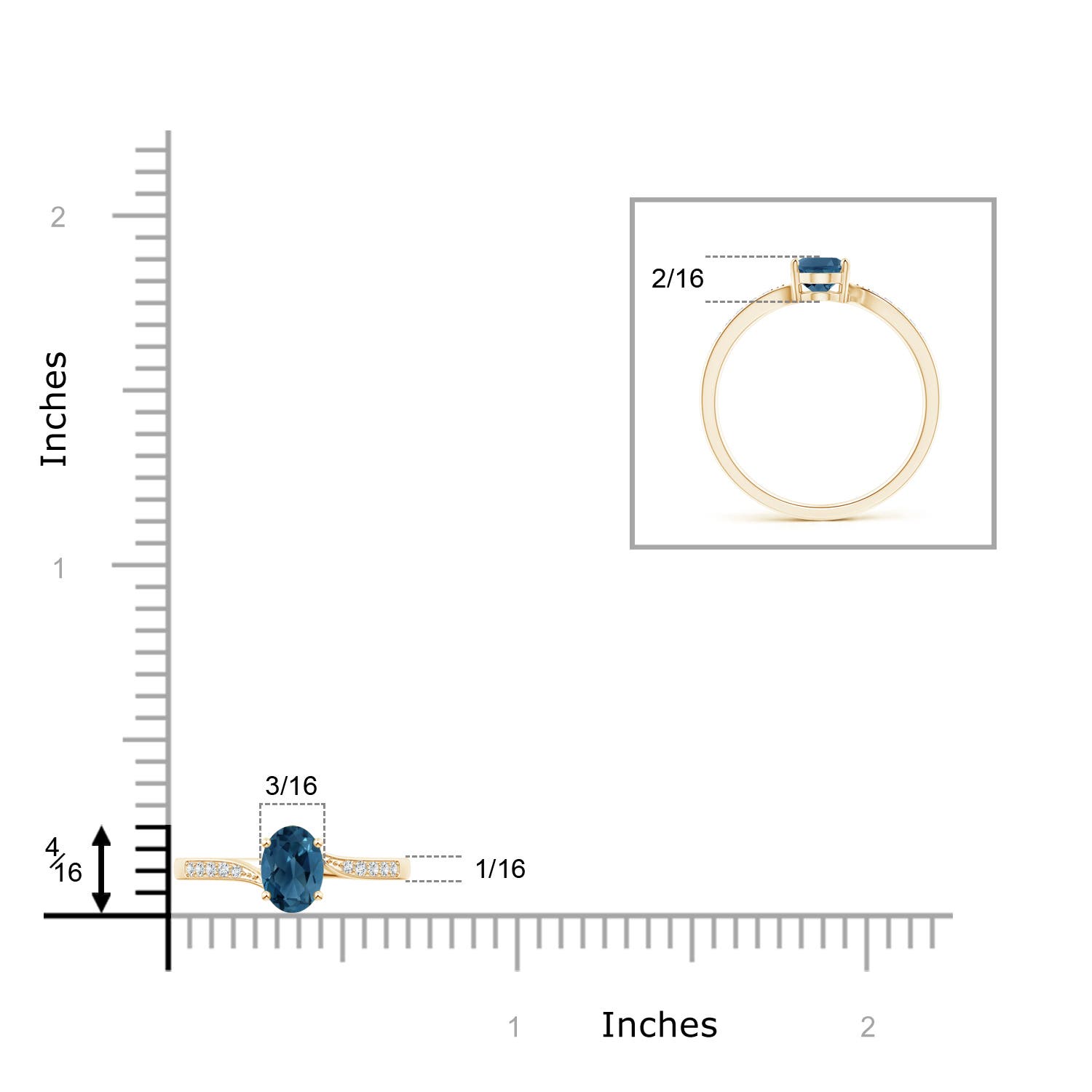 AA - London Blue Topaz / 1.02 CT / 14 KT Yellow Gold