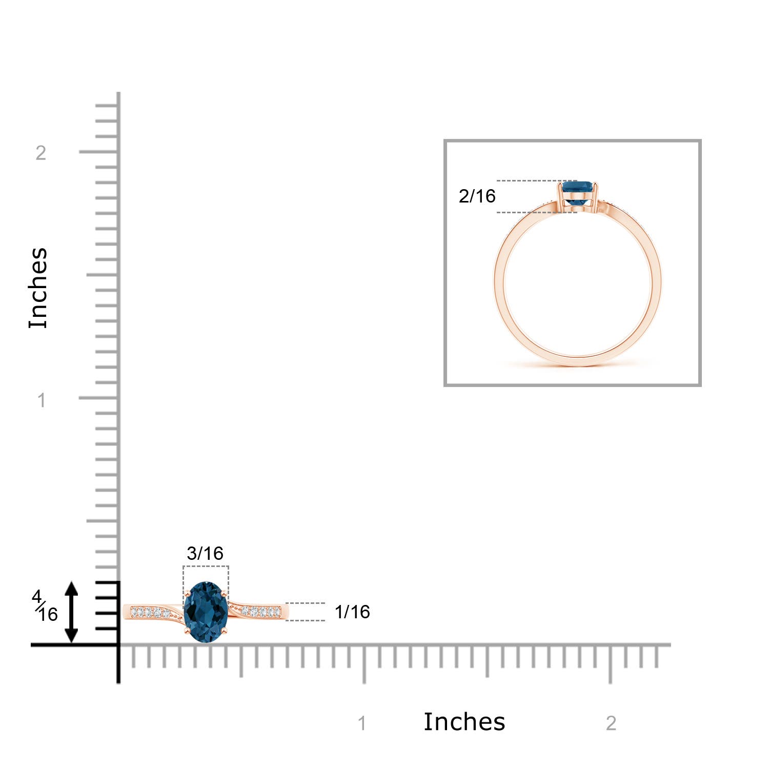 AAA - London Blue Topaz / 1.02 CT / 14 KT Rose Gold