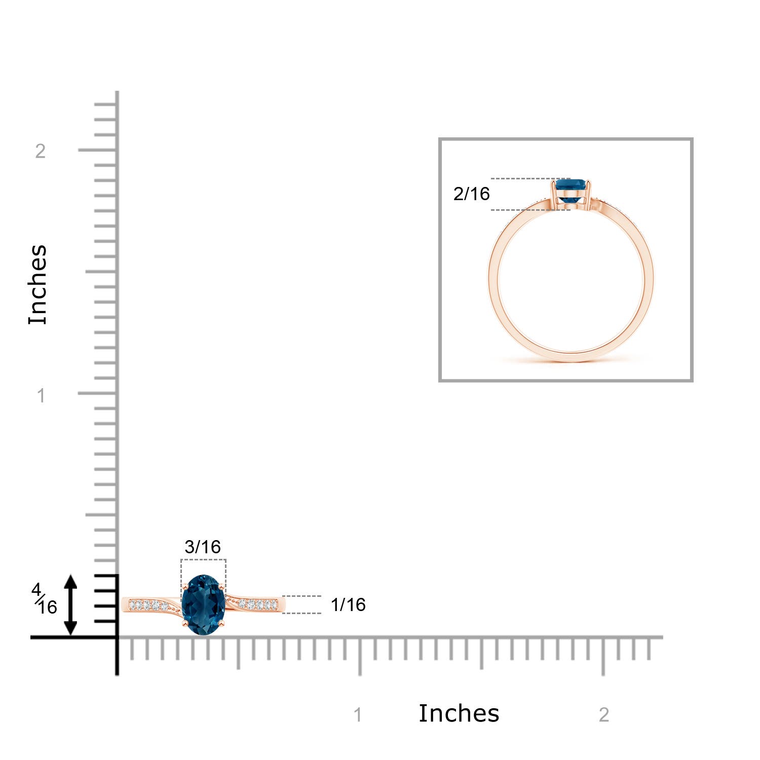 AAAA - London Blue Topaz / 1.02 CT / 14 KT Rose Gold