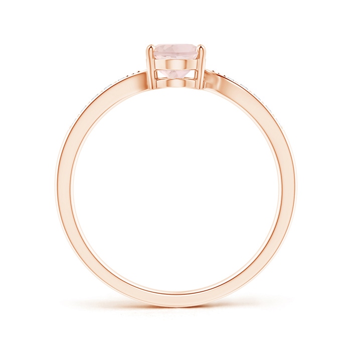 7x5mm A Solitaire Oval Morganite Bypass Ring with Pavé Diamonds in Rose Gold side-1