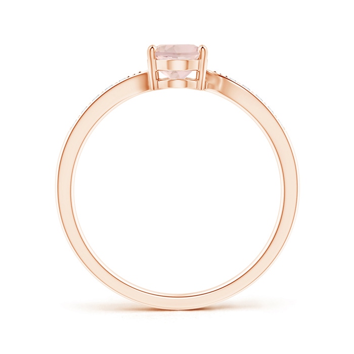 7x5mm AA Solitaire Oval Morganite Bypass Ring with Pavé Diamonds in Rose Gold side-1