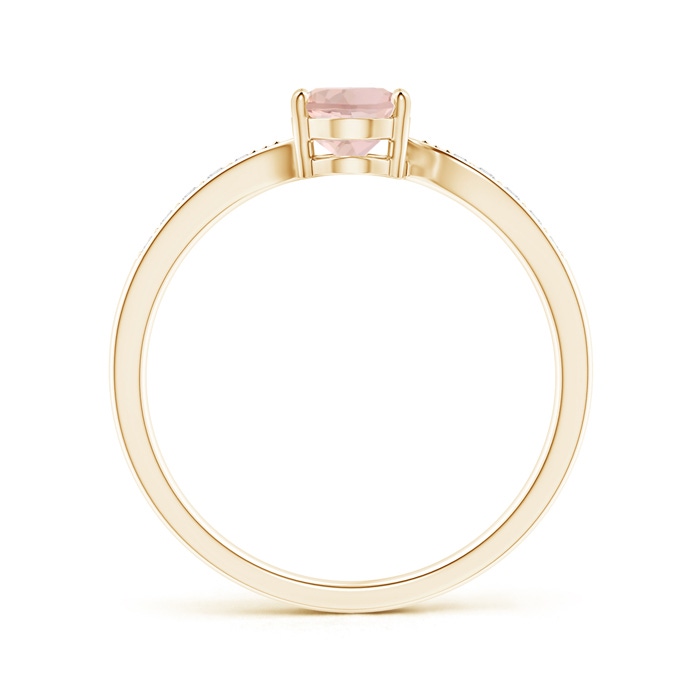 7x5mm AAA Solitaire Oval Morganite Bypass Ring with Pavé Diamonds in Yellow Gold side-1