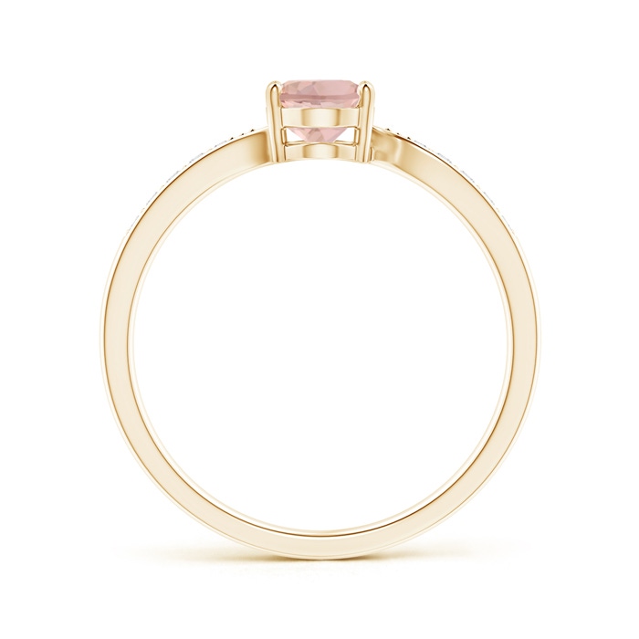 7x5mm AAAA Solitaire Oval Morganite Bypass Ring with Pavé Diamonds in 10K Yellow Gold product image