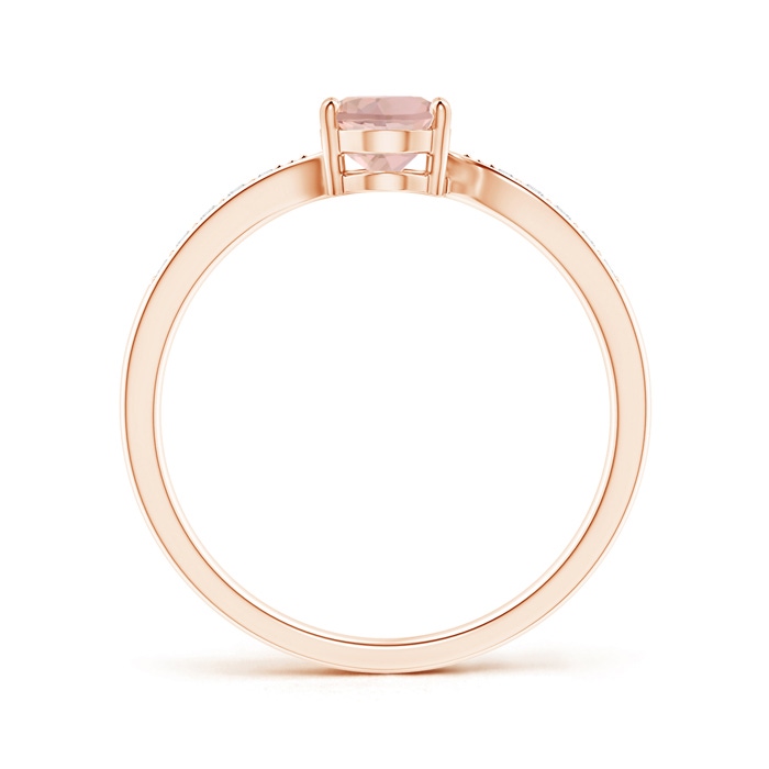 7x5mm AAAA Solitaire Oval Morganite Bypass Ring with Pavé Diamonds in Rose Gold Side-1