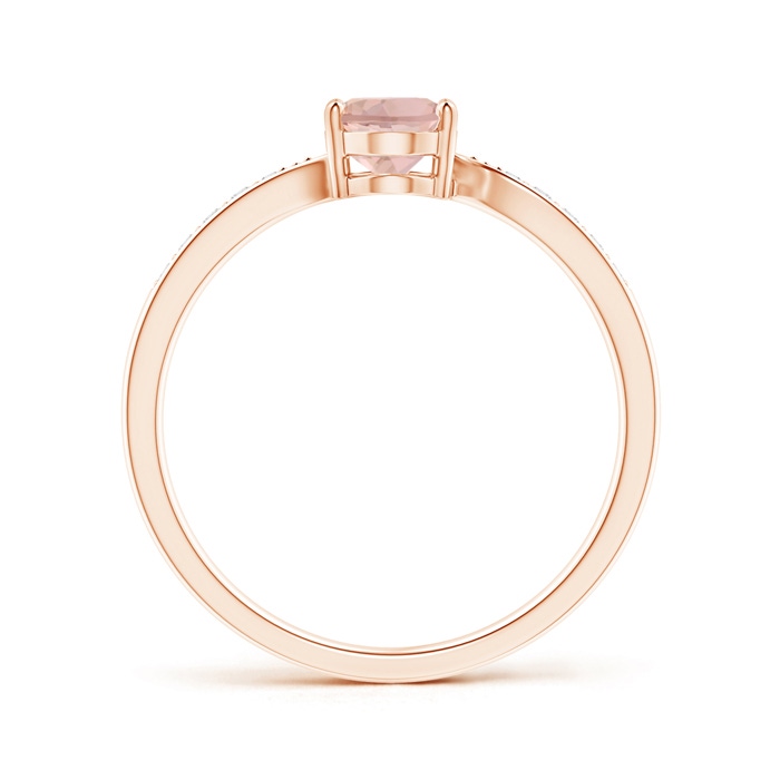 7x5mm AAAA Solitaire Oval Morganite Bypass Ring with Pavé Diamonds in Rose Gold side-1