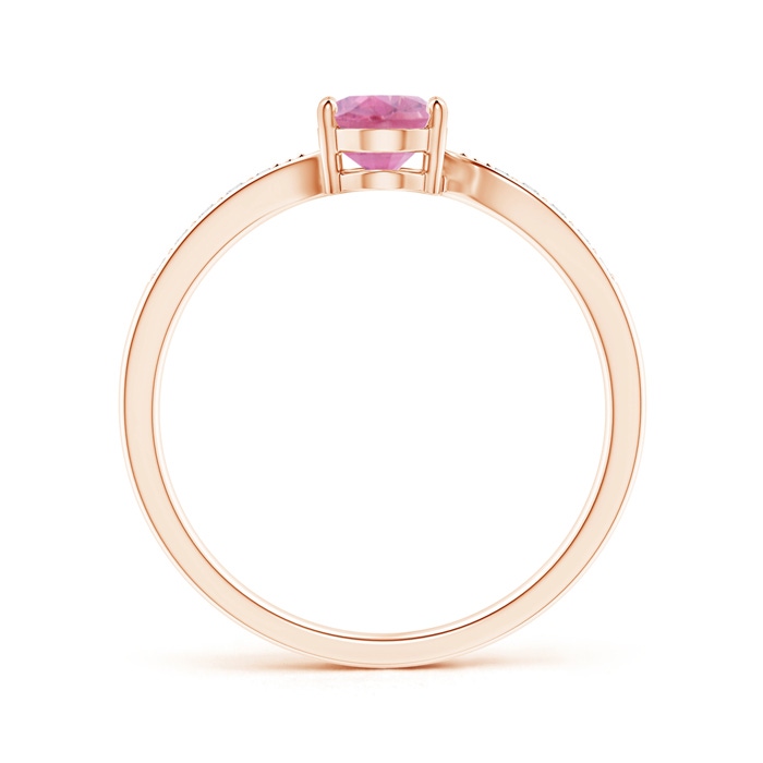 7x5mm A Solitaire Oval Pink Tourmaline Bypass Ring with Pavé Diamonds in Rose Gold product image
