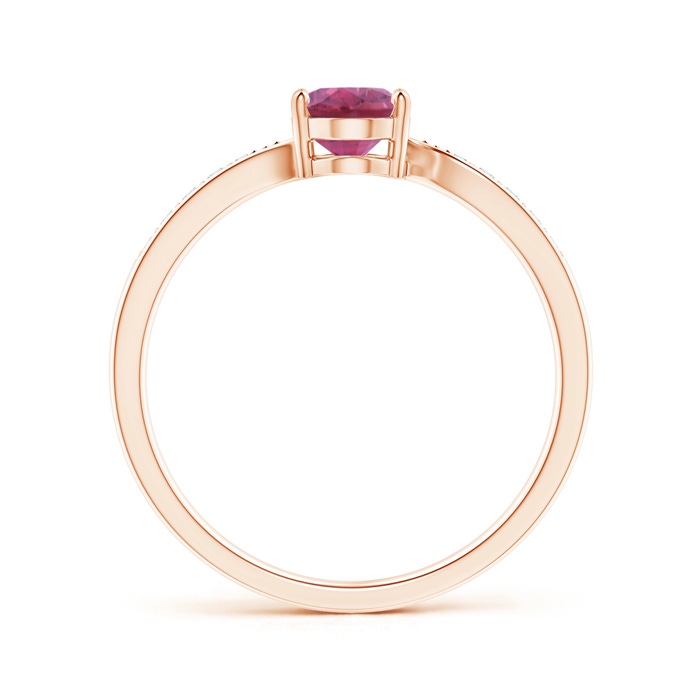 7x5mm AAA Solitaire Oval Pink Tourmaline Bypass Ring with Pavé Diamonds in Rose Gold product image