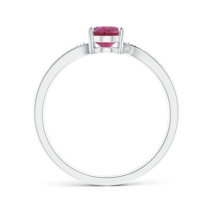 7x5mm AAA Solitaire Oval Pink Tourmaline Bypass Ring with Pavé Diamonds in White Gold product image