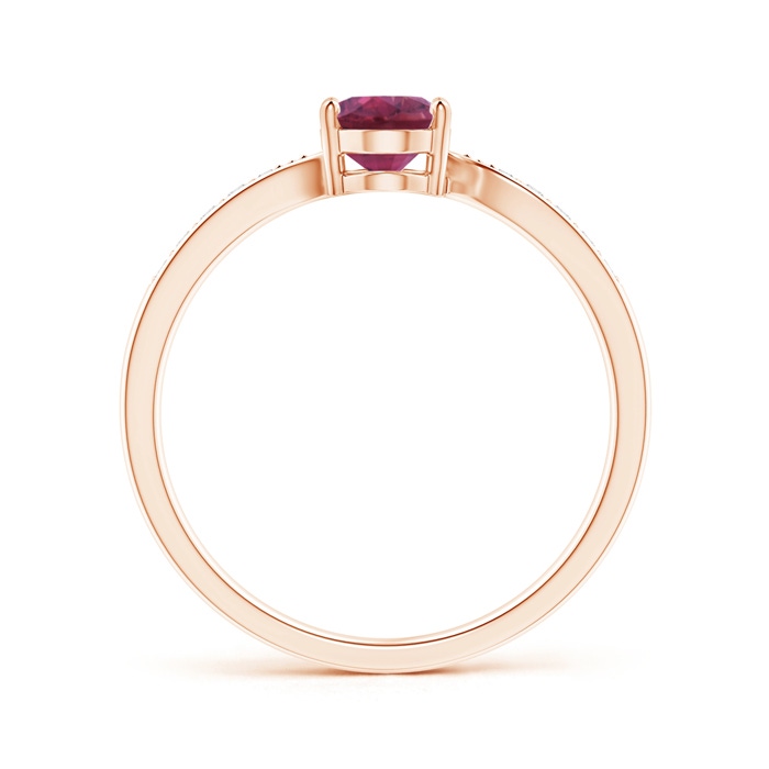 7x5mm AAAA Solitaire Oval Pink Tourmaline Bypass Ring with Pavé Diamonds in Rose Gold Product Image