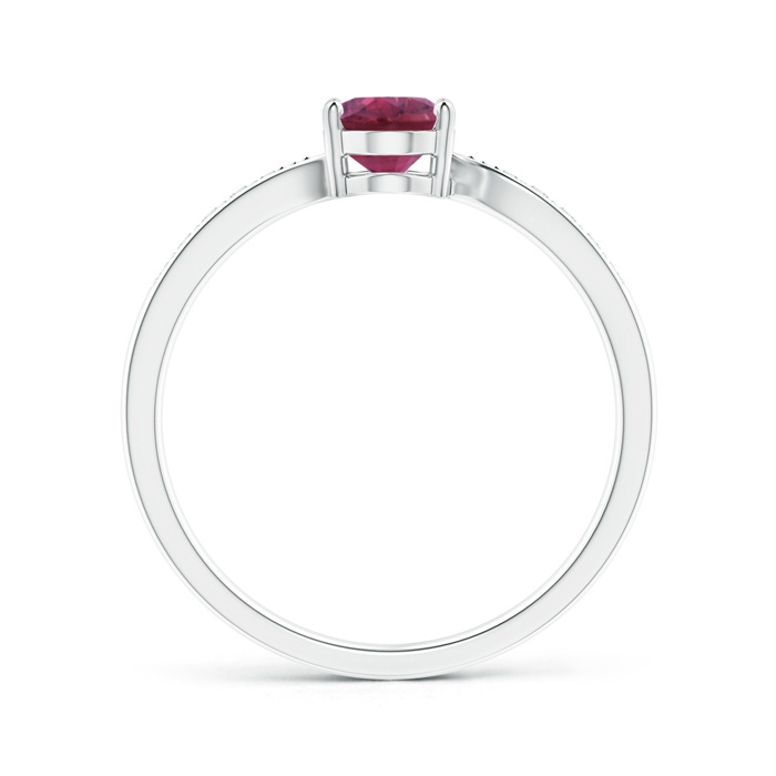 7x5mm AAAA Solitaire Oval Pink Tourmaline Bypass Ring with Pavé Diamonds in White Gold Product Image