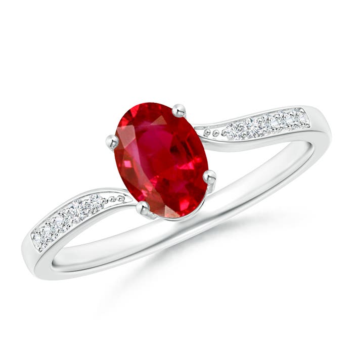 AAA - Ruby / 1.07 CT / 14 KT White Gold