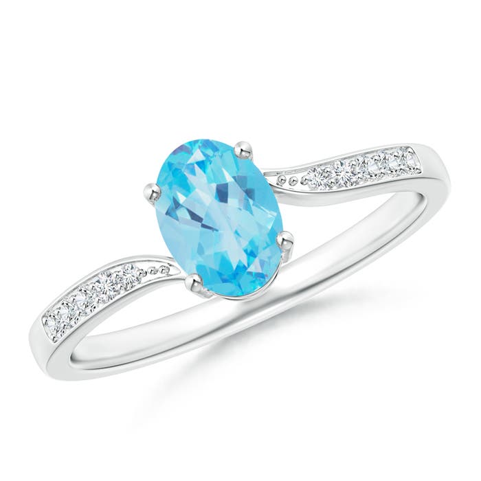 AA - Swiss Blue Topaz / 1.02 CT / 14 KT White Gold