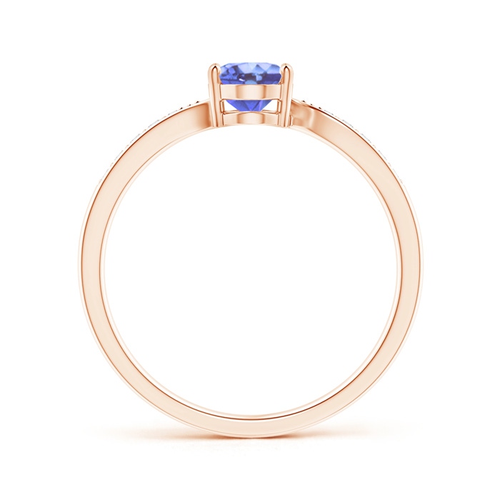 7x5mm A Solitaire Oval Tanzanite Bypass Ring with Pavé Diamonds in Rose Gold product image