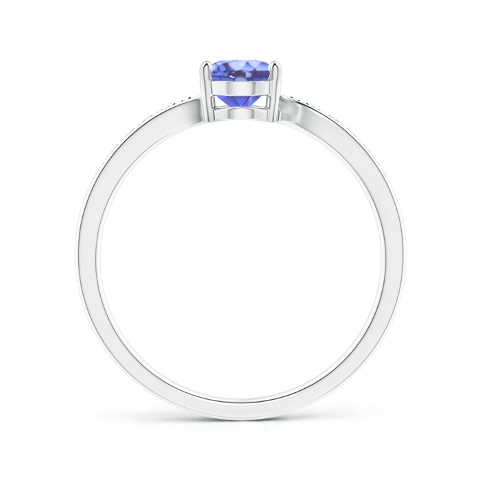7x5mm A Solitaire Oval Tanzanite Bypass Ring with Pavé Diamonds in S999 Silver product image
