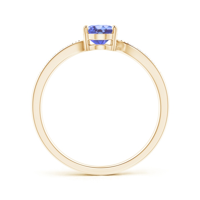 7x5mm A Solitaire Oval Tanzanite Bypass Ring with Pavé Diamonds in Yellow Gold product image