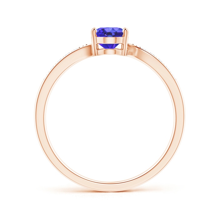 7x5mm AA Solitaire Oval Tanzanite Bypass Ring with Pavé Diamonds in Rose Gold product image