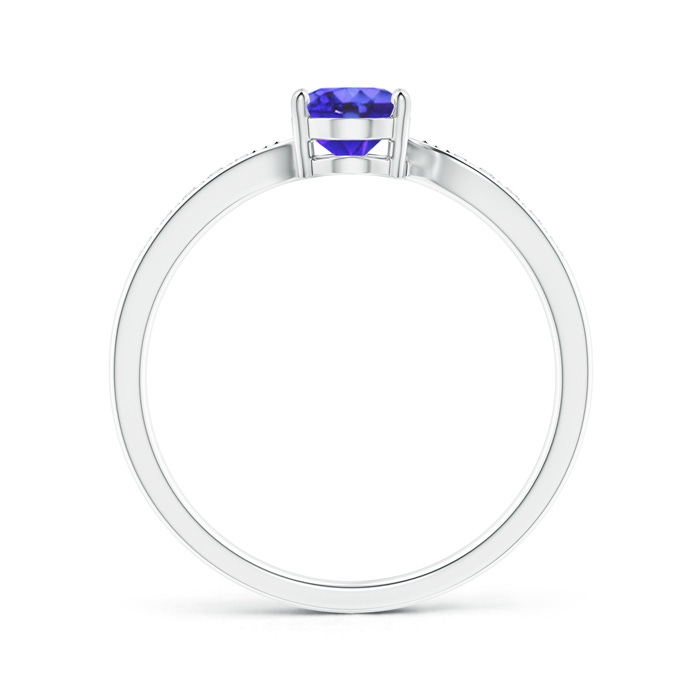 7x5mm AA Solitaire Oval Tanzanite Bypass Ring with Pavé Diamonds in White Gold product image