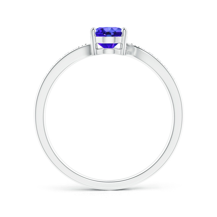 7x5mm AAA Solitaire Oval Tanzanite Bypass Ring with Pavé Diamonds in White Gold product image