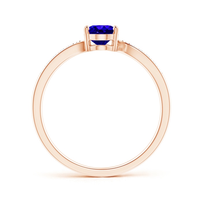 7x5mm AAAA Solitaire Oval Tanzanite Bypass Ring with Pavé Diamonds in Rose Gold product image