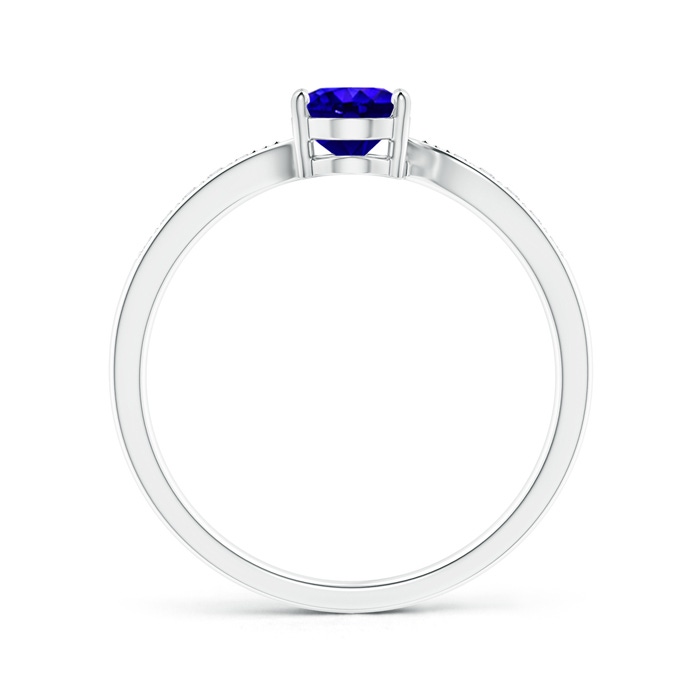 7x5mm AAAA Solitaire Oval Tanzanite Bypass Ring with Pavé Diamonds in S999 Silver product image