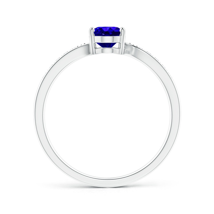 7x5mm AAAA Solitaire Oval Tanzanite Bypass Ring with Pavé Diamonds in White Gold Product Image