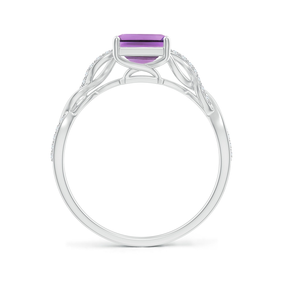 8x6mm A Emerald-Cut Solitaire Amethyst Infinity Twist Ring in White Gold side-1