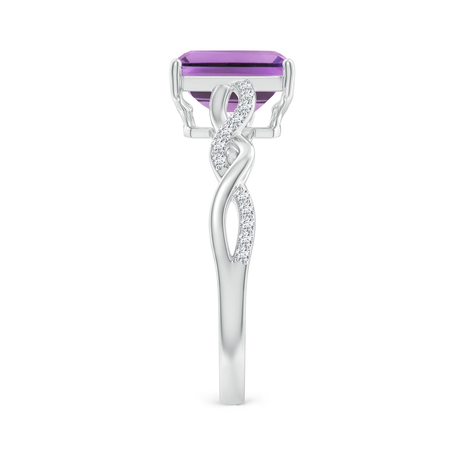 8x6mm A Emerald-Cut Solitaire Amethyst Infinity Twist Ring in White Gold side-2
