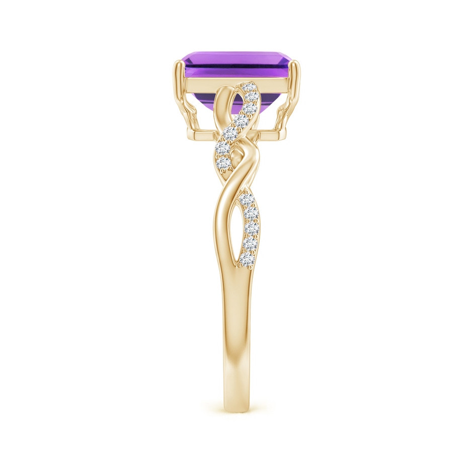 8x6mm AA Emerald-Cut Solitaire Amethyst Infinity Twist Ring in Yellow Gold side-2