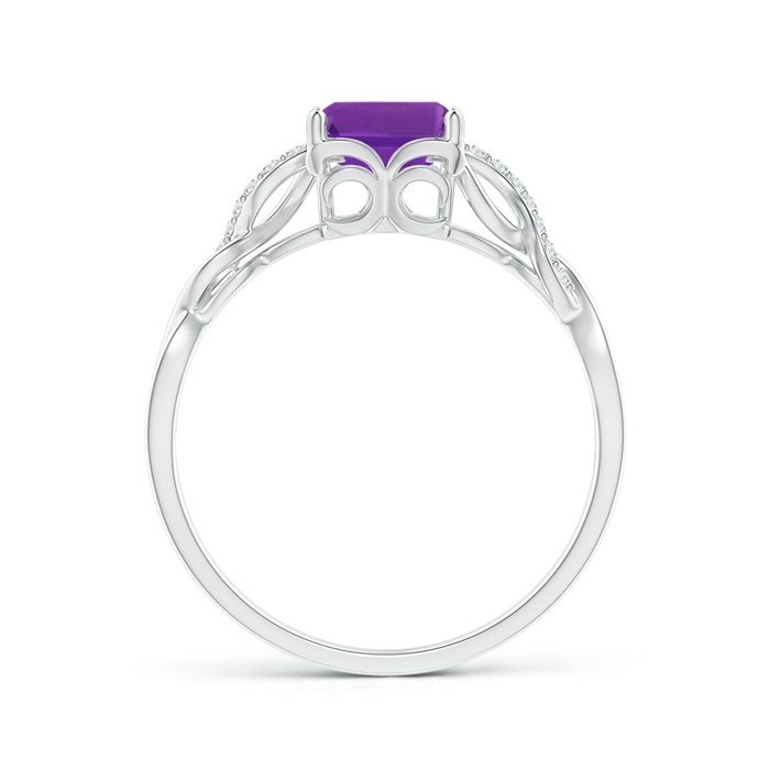 8x6mm AAA Emerald-Cut Solitaire Amethyst Infinity Twist Ring in 10K White Gold product image