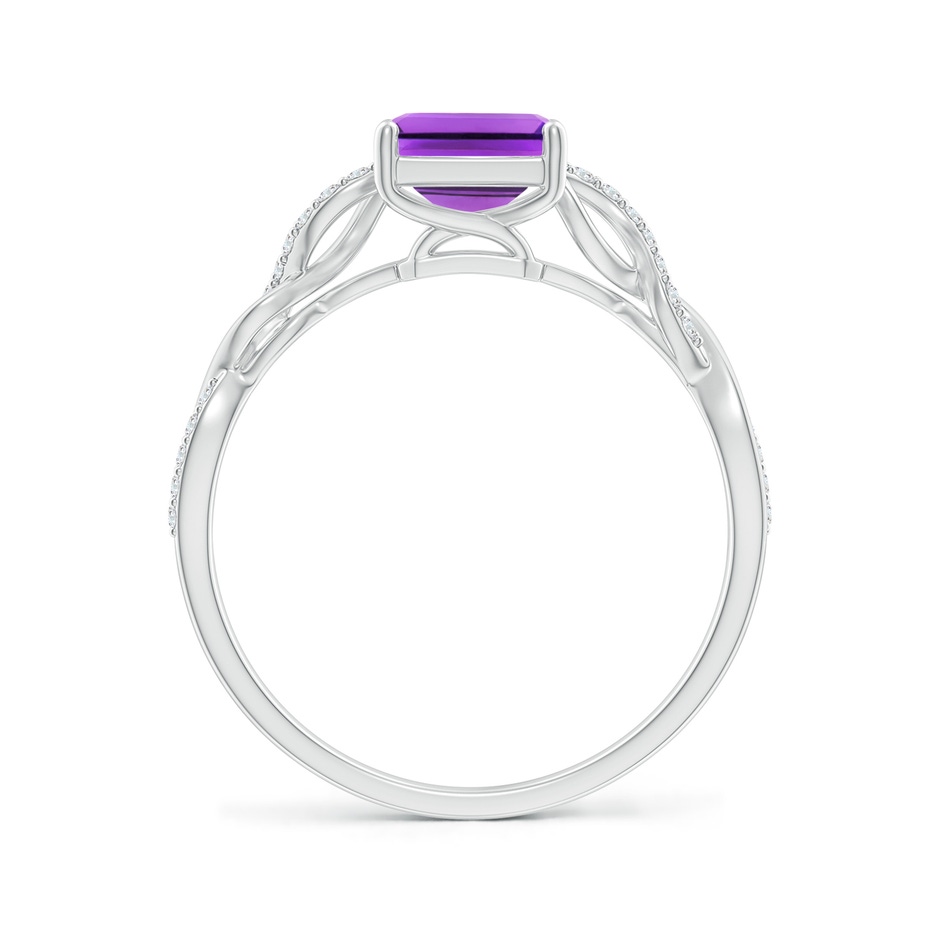 8x6mm AAA Emerald-Cut Solitaire Amethyst Infinity Twist Ring in White Gold side-1