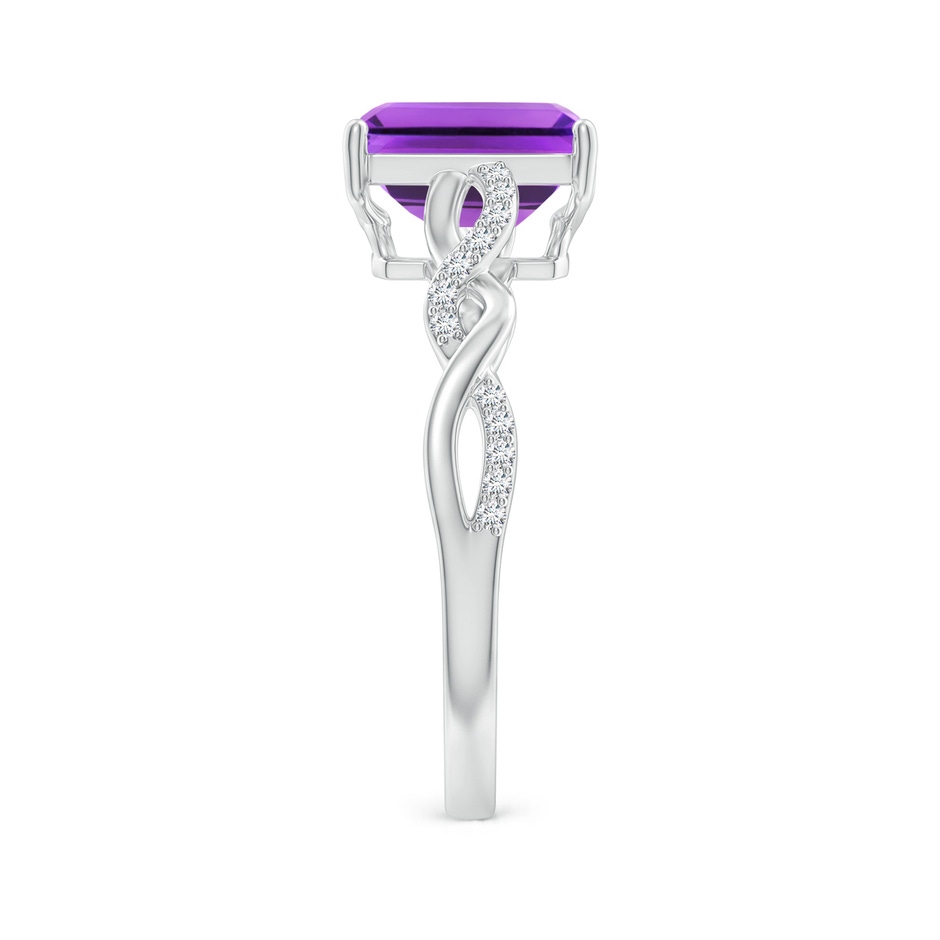 8x6mm AAA Emerald-Cut Solitaire Amethyst Infinity Twist Ring in White Gold side-2