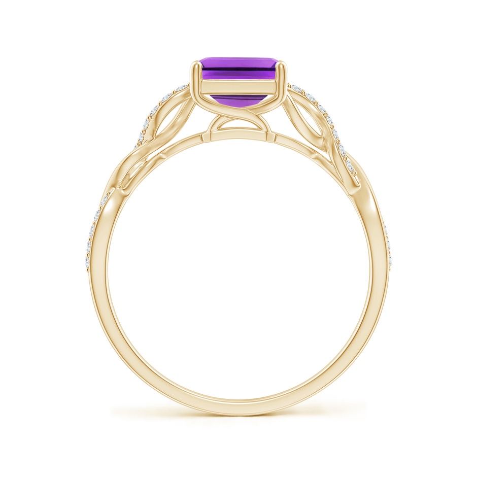 8x6mm AAA Emerald-Cut Solitaire Amethyst Infinity Twist Ring in Yellow Gold side-1