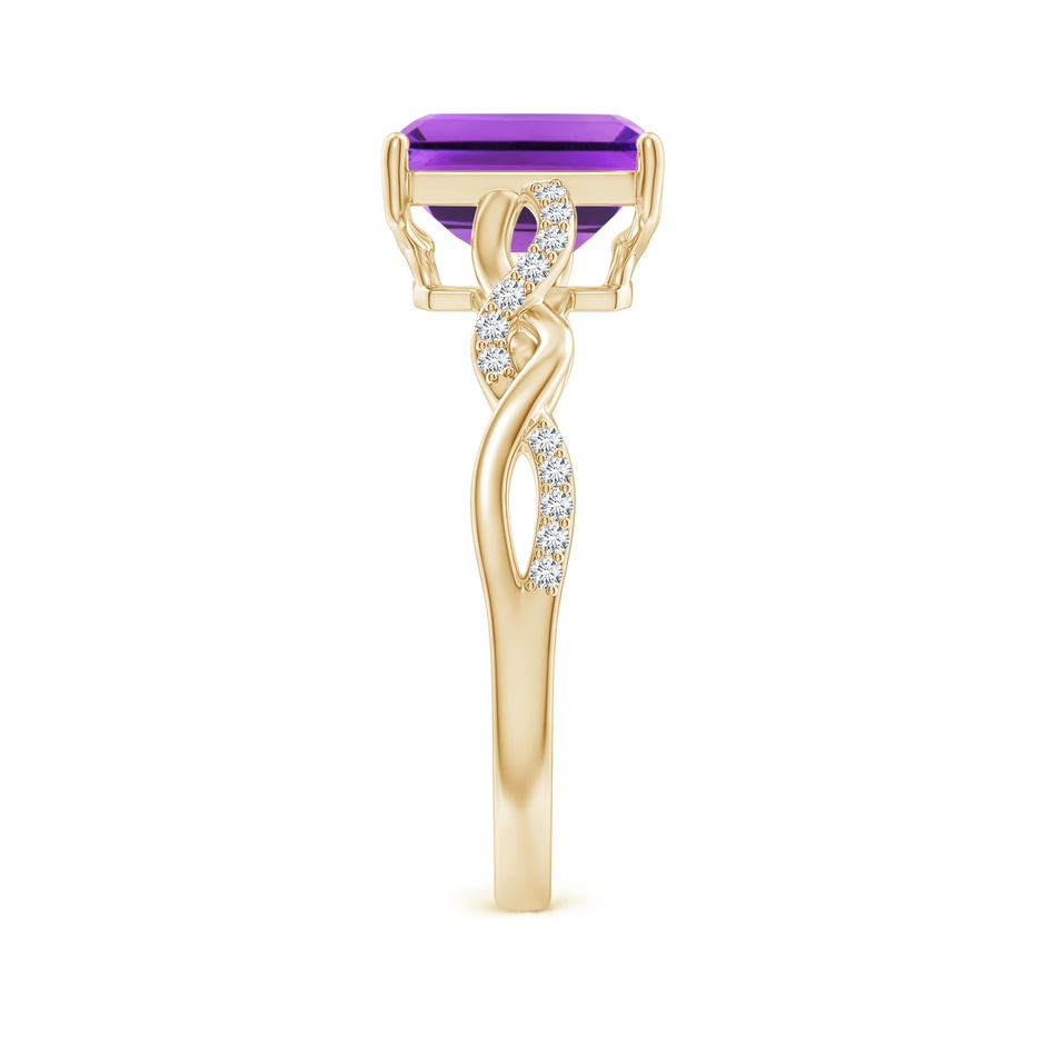 8x6mm AAA Emerald-Cut Solitaire Amethyst Infinity Twist Ring in Yellow Gold side-2