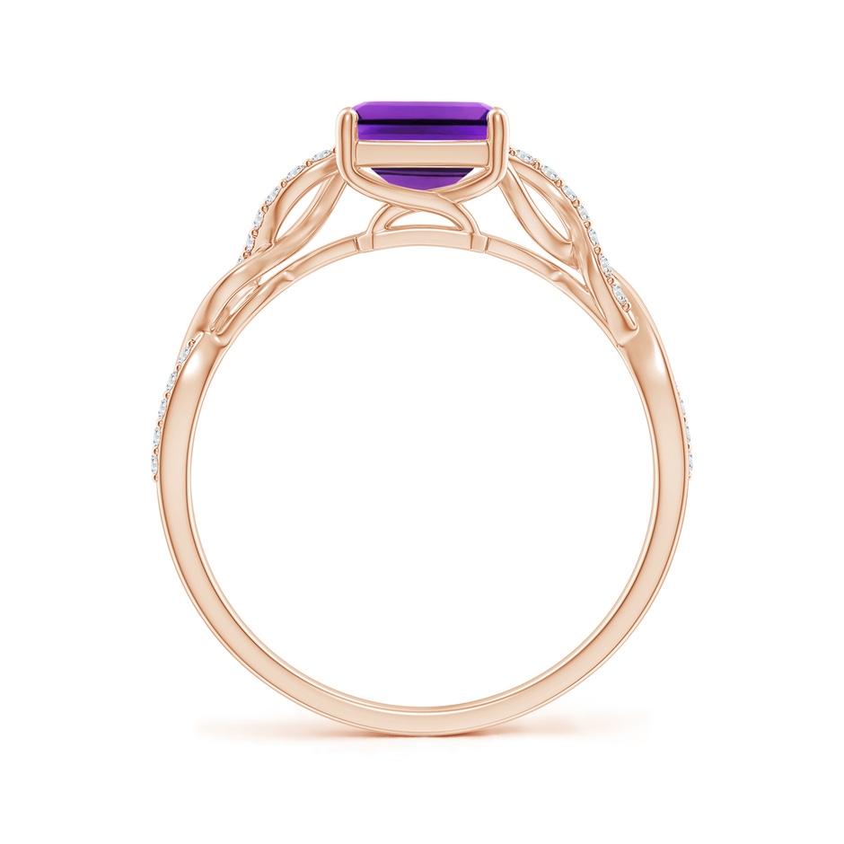 8x6mm AAAA Emerald-Cut Solitaire Amethyst Infinity Twist Ring in Rose Gold side-1