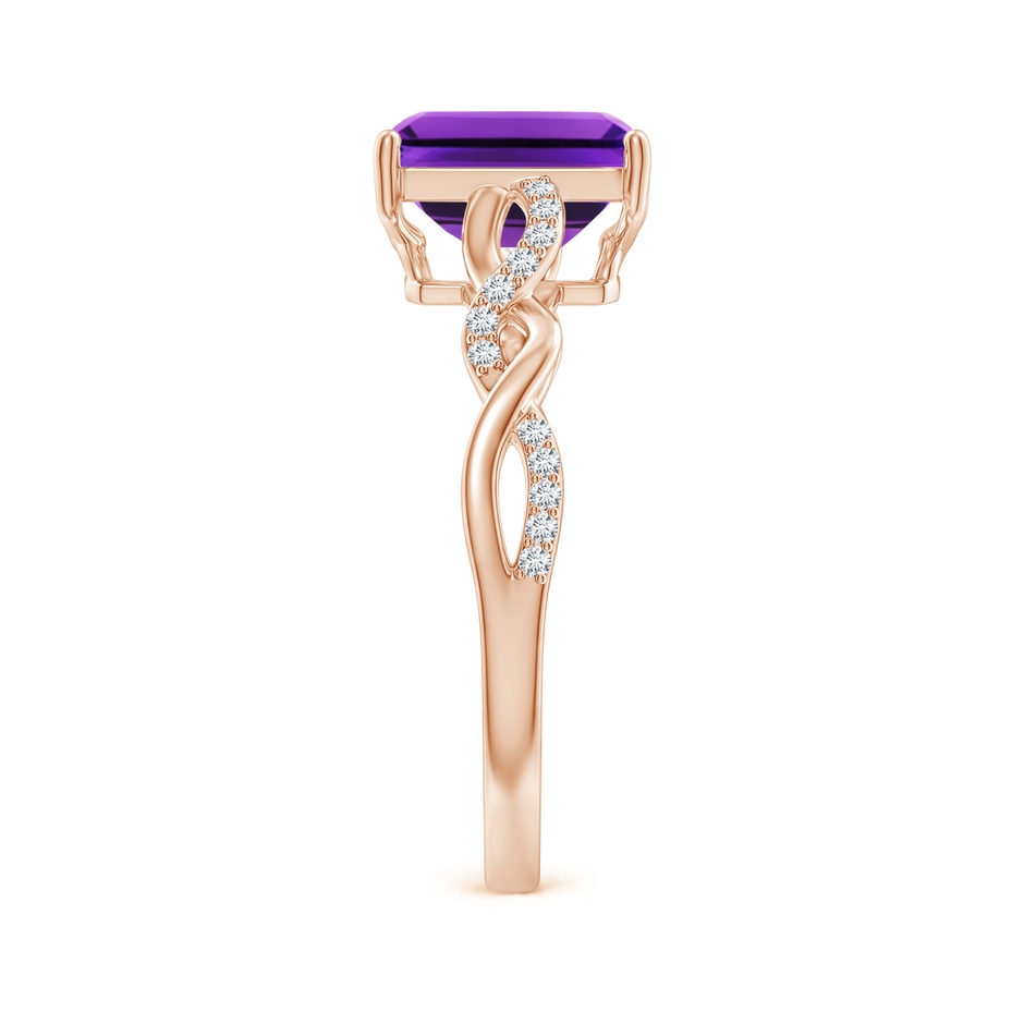 8x6mm AAAA Emerald-Cut Solitaire Amethyst Infinity Twist Ring in Rose Gold side-2