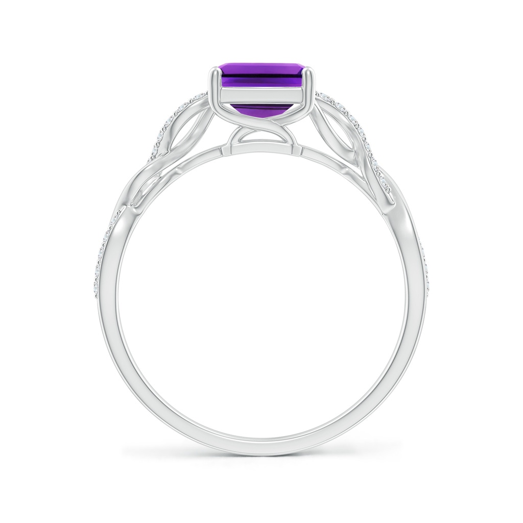 8x6mm AAAA Emerald-Cut Solitaire Amethyst Infinity Twist Ring in White Gold Side-1
