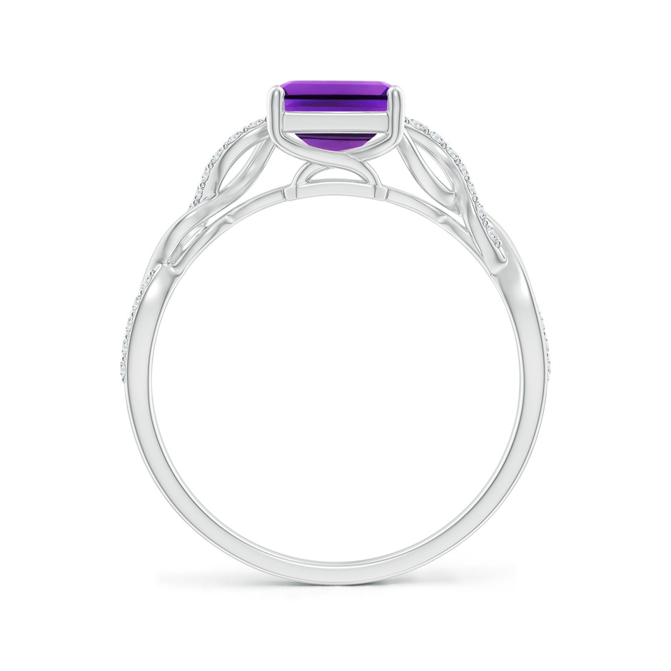 8x6mm AAAA Emerald-Cut Solitaire Amethyst Infinity Twist Ring in White Gold side-1